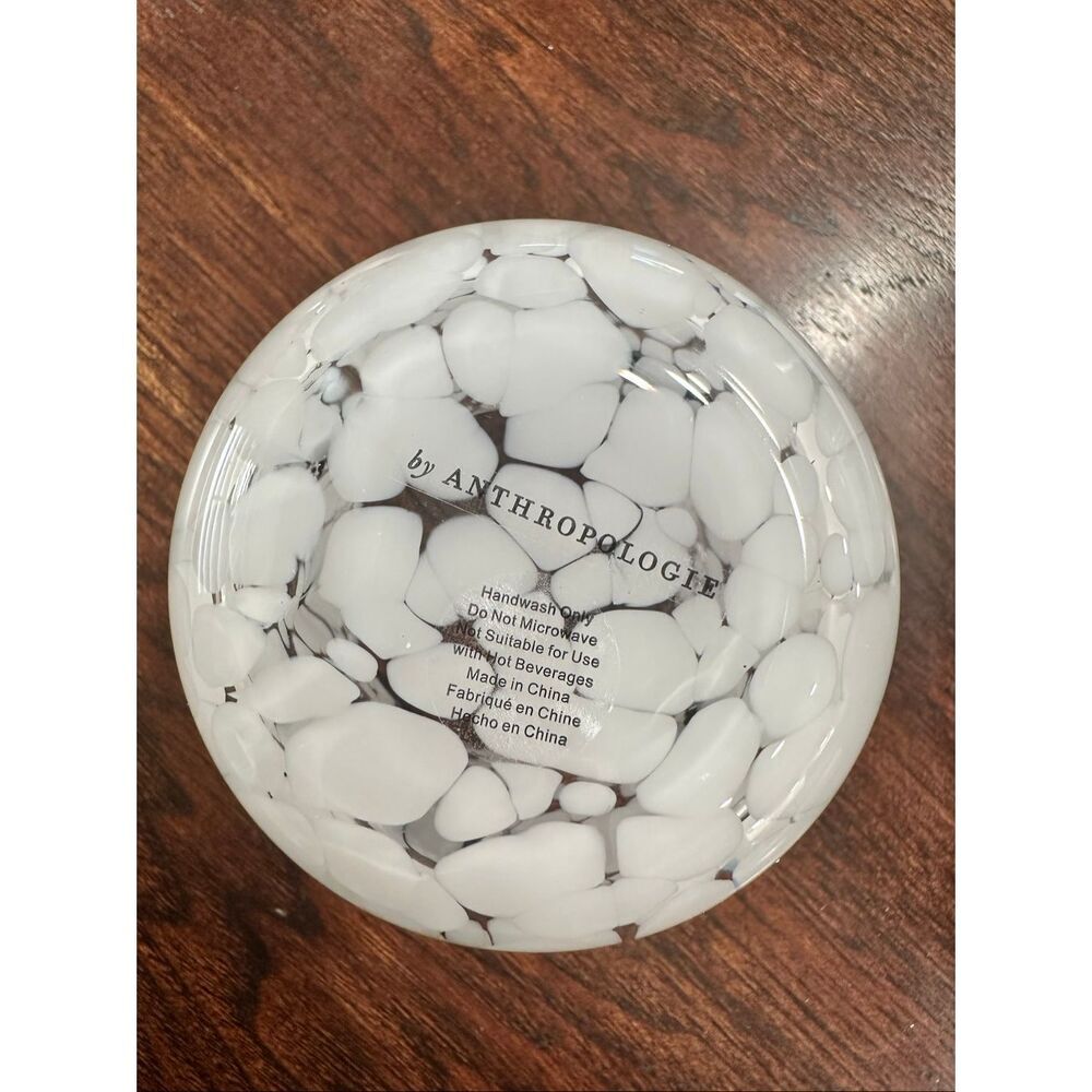 Anthropologie Black and White Speckled Glass Spooky Bat Cup New - Picture 4 of 6